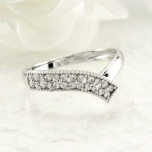 パヴェリング レディース ダイヤモンド ゴールド 18k V字 アンティーク ミル フラワー 透かし パヴェリング レディース ダイヤモンド ゴールド 18k V字 アンティーク ミル フラワー 透かし