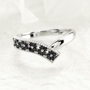 ブラックダイヤモンド リング 指輪 レディース ゴールド 18k ミル フラワー 透かし パヴェ ブラック 父の日の画像