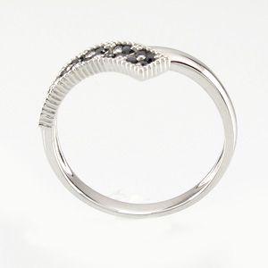ブラックダイヤモンド リング 指輪 レディース ゴールド 18k ミル フラワー 透かし パヴェ ブラック 父の日の画像