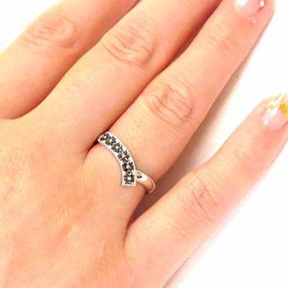 ブラックダイヤモンド リング 指輪 レディース ゴールド 18k ミル フラワー 透かし パヴェ ブラック 父の日の画像