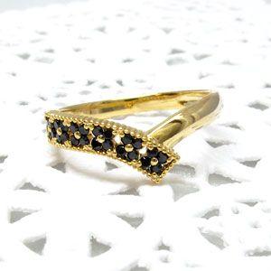 ブラックダイヤモンド リング 指輪 ゴールド 18k アンティーク ミル フラワー 透かし パヴェ ブラック 父の日の画像