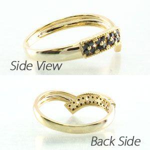 ブラックダイヤモンド リング 指輪 ゴールド 18k アンティーク ミル フラワー 透かし パヴェ ブラック 父の日の画像