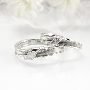 ペアリング ゴールド 10k ダイヤモンド 指輪 結婚 マリッジ リボン ミル 父の日の画像