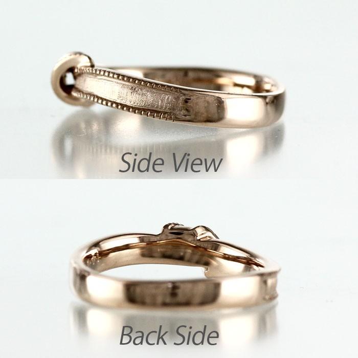 ダイヤモンド リング 指輪 ピンクゴールド 18k リボン ミル k18 マリッジ 結婚 父の日の画像
