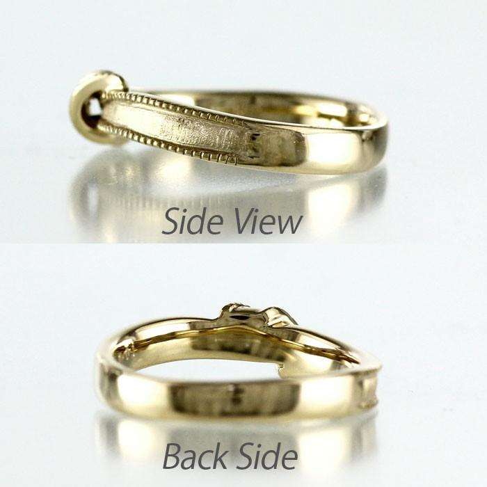 ダイヤモンド リング 指輪 イエローゴールド 18k リボン ミル k18 マリッジ 結婚 父の日の画像