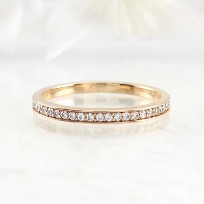 エタニティリング ダイヤモンド ゴールド 指輪 18k ハーフ ストレート k18 PG 父の日の画像