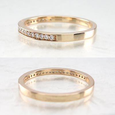 エタニティリング ダイヤモンド ゴールド 指輪 18k ハーフ ストレート k18 PG 父の日の画像