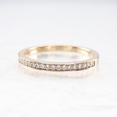 エタニティリング ダイヤモンド ゴールド 指輪 18k ハーフ ストレート k18 PG 父の日の画像