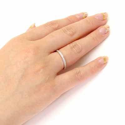 エタニティリング ダイヤモンド ゴールド 指輪 18k ハーフ ストレート k18 父の日の画像