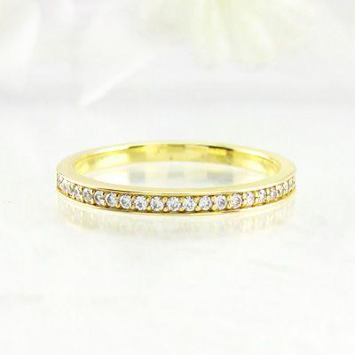 エタニティリング ダイヤモンド ゴールド 指輪 18k ハーフ ストレート k18 YG 父の日の画像