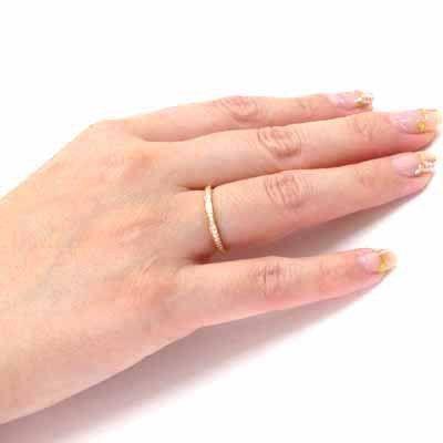 エタニティリング ダイヤモンド ゴールド 指輪 18k ハーフ ストレート k18 YG 父の日の画像