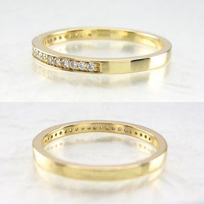 エタニティリング ダイヤモンド ゴールド 指輪 18k ハーフ ストレート k18 YG 父の日の画像