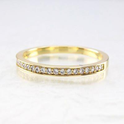 エタニティリング ダイヤモンド ゴールド 指輪 18k ハーフ ストレート k18 YG 父の日の画像