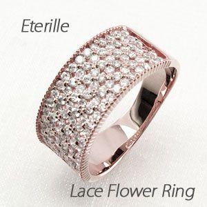 パヴェリング 指輪 レディース ダイヤモンド ゴールド 18k アンティーク ミル フラワー 透かし k18 バレンタイン | 