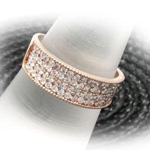 パヴェリング 指輪 レディース ダイヤモンド ゴールド 18k アンティーク ミル フラワー 透かし k18 PG バレンタイン |  | 01