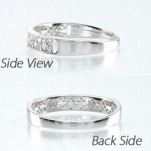 パヴェリング 指輪 レディース ダイヤモンド ゴールド 18k アンティーク ミル フラワー 透かし k18 父の日の画像