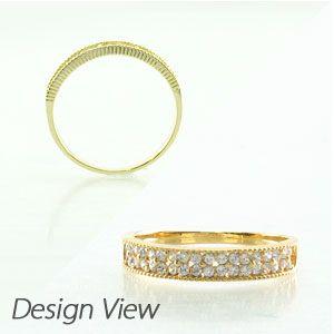 パヴェリング 指輪 レディース ダイヤモンド ゴールド 18k アンティーク ミル フラワー 透かし k18 父の日の画像