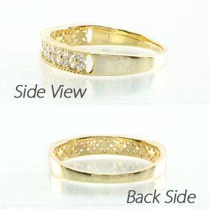 パヴェリング 指輪 レディース ダイヤモンド ゴールド 18k アンティーク ミル フラワー 透かし k18 父の日の画像
