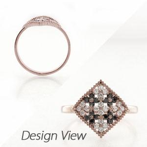 ブラックダイヤモンド リング 指輪 レディース ゴールド 18k ダイヤ パヴェ フラワー アンティーク ミル 父の日の画像