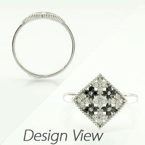 ブラックダイヤモンド リング 指輪 レディース ゴールド 18k フラワー ミル 透かし パヴェ ブラック 父の日の画像