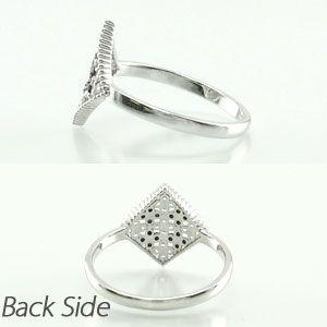 ブラックダイヤモンド リング 指輪 レディース ゴールド 18k フラワー ミル 透かし パヴェ ブラック 父の日の画像