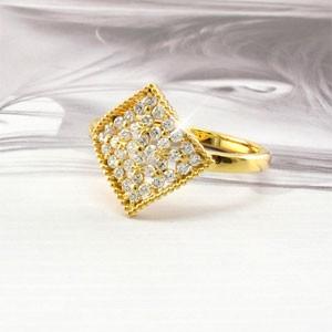 パヴェリング 指輪 レディース ダイヤモンド ゴールド 18k ダイヤ フラワー アンティーク 父の日の画像