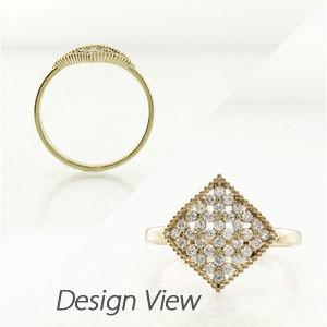 パヴェリング 指輪 レディース ダイヤモンド ゴールド 18k ダイヤ フラワー アンティーク 父の日の画像
