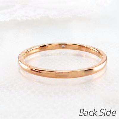 リング 指輪 レディース ダイヤモンド ゴールド 18k ストレート 甲丸 一粒 k18 PG重ねづけ 父の日の画像
