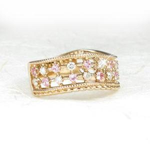 ダイヤモンド リング 指輪 ゴールド 18k ダイヤ アンティーク ミル サファイア バレンタイン |  | 01