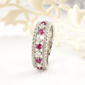 ダイヤモンド リング 指輪 ダイヤ アンティーク ミル ルビー 誕生石 プラチナ 900 バレンタイン |  | 01