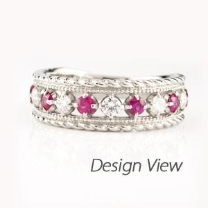 ダイヤモンド リング 指輪 ダイヤ アンティーク ミル ルビー 誕生石 プラチナ 900 バレンタイン |  | 02