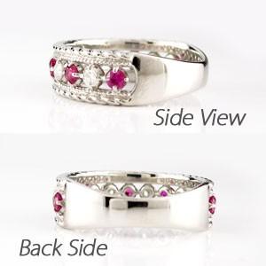 ダイヤモンド リング 指輪 ダイヤ アンティーク ミル ルビー 誕生石 プラチナ 900 バレンタイン |  | 03