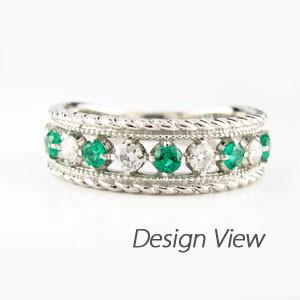 ダイヤモンド リング 指輪 ゴールド 18k ダイヤ アンティーク ミル エメラルド 誕生日 プレゼント バレンタイン |  | 02