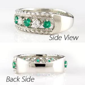 ダイヤモンド リング 指輪 ゴールド 18k ダイヤ アンティーク ミル エメラルド 誕生日 プレゼント バレンタイン |  | 03