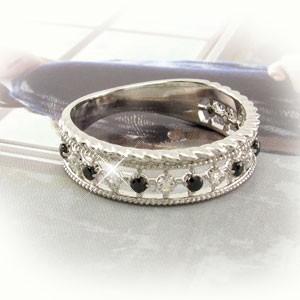 ブラックダイヤモンド リング 指輪 レディース ゴールド k10 10k ダイヤ アンティーク ミル 父の日の画像
