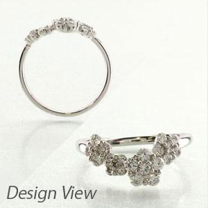ダイヤモンド リング 指輪 ゴールド 18k ダイヤ フラワー 花 父の日の画像
