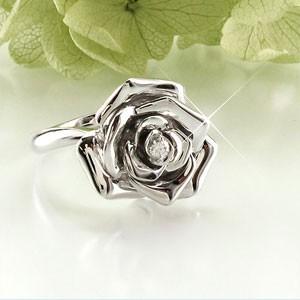 リング 指輪 レディース ダイヤモンド ダイヤ バラ 薔薇 ローズ フラワー 花 プラチナ 900 父の日の画像