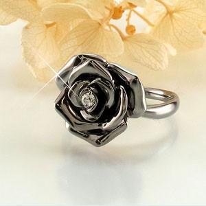 ダイヤモンド リング 指輪 ゴールド 10k ダイヤ バラ 薔薇 ローズ フラワー 花 父の日の画像