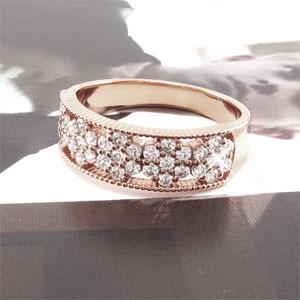 ダイヤモンド リング 指輪 ゴールド 18k ダイヤ フラワー 花 アンティーク ミル バレンタイン |  | 01