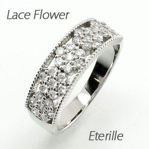 リング 指輪 レディース ダイヤモンド フラワー アンティーク ミル プラチナ 900 0.50ct バレンタイン | 