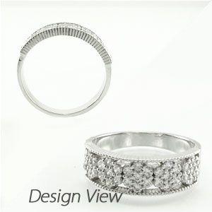 リング 指輪 レディース ダイヤモンド フラワー アンティーク ミル プラチナ 900 0.50ct バレンタイン |  | 02