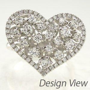 ハート リング 指輪 レディース ダイヤモンド アンティーク 透かし 重ね 2段 プラチナ 900 1.00ct バレンタイン |  | 02