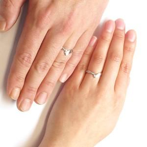 ペアリング ゴールド 10k ダイヤモンド 指輪 結婚 マリッジ リボン V字 Vライン K10 父の日の画像