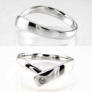 リング ダイヤモンド メンズ マリッジ 結婚指輪 V字 Vライン プラチナ 900 父の日の画像