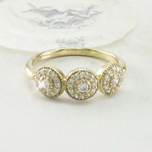 ダイヤモンド リング 指輪 ゴールド 18k アンティーク ミル サークル ラウンド18金 k18 YG 父の日の画像