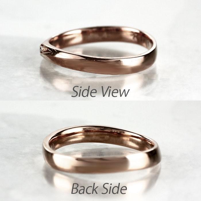 リング レディース ダイヤモンド ピンクゴールド 18k ウェーブ k18 マリッジ 結婚指輪 父の日の画像