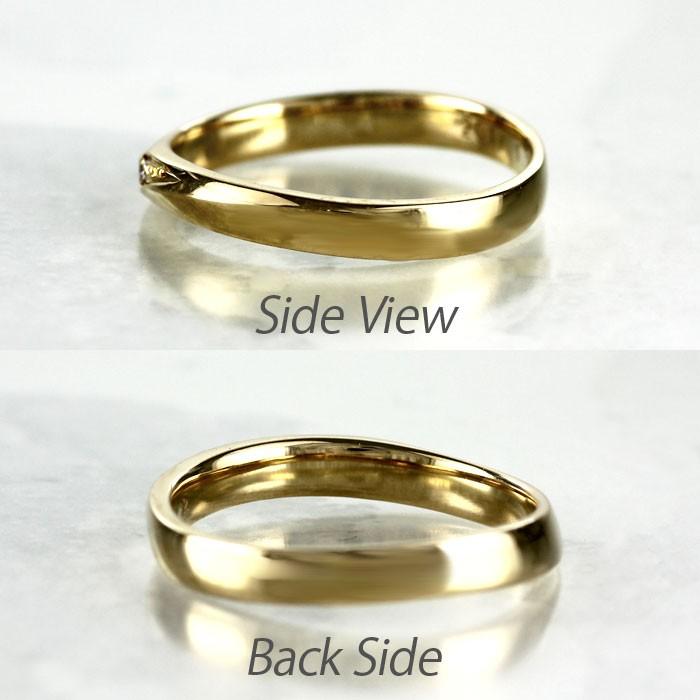 リング レディース ダイヤモンド イエローゴールド 18k ウェーブ k18 マリッジ 結婚指輪 父の日の画像