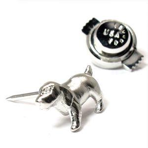 ラペルピン メンズ タイピン タイホルダー 犬 ドッグ アニマル 地金 ゴールド 18k ダイヤモンド 父の日の画像