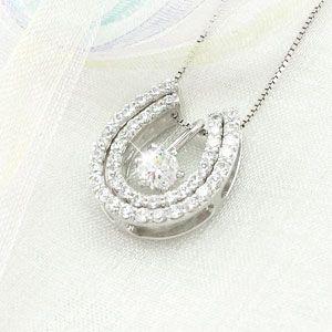 馬蹄 ネックレス レディース ダイヤモンド プラチナ 900 ペンダント 
