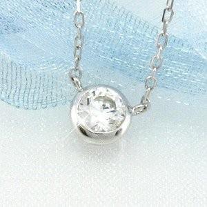ダイヤモンド ネックレス レディース 一粒 ペンダント フクリン 18金 ゴールド スキン 父の日の画像